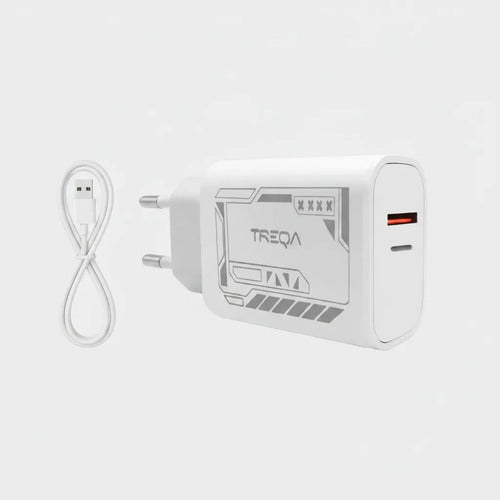 Cargador Rapido 65w Usb C Usb A Cable 8 Pines Celular Ios Blanco