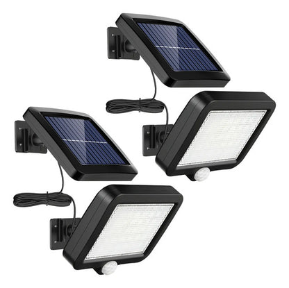Set X2 Reflector Foco Solar Sensor De Movimiento Exterior Negro Blanco Frío
