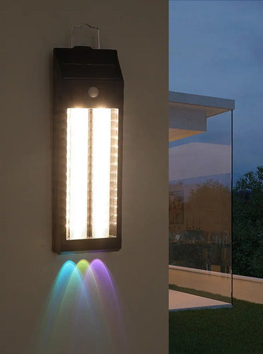 Foco Solar Led Exterior Sensor De Movimiento Lampara Negro Blanco Cálido