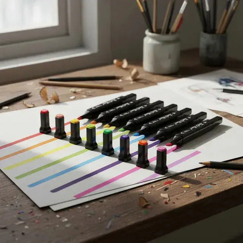 Marcadores Doble Punta 80 Pcs Estuche Colores Touch Veoquiero Negro 80