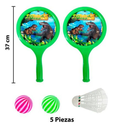 Raquetas Con 2 Pelotas Juguete Infantil De Plastico Verde