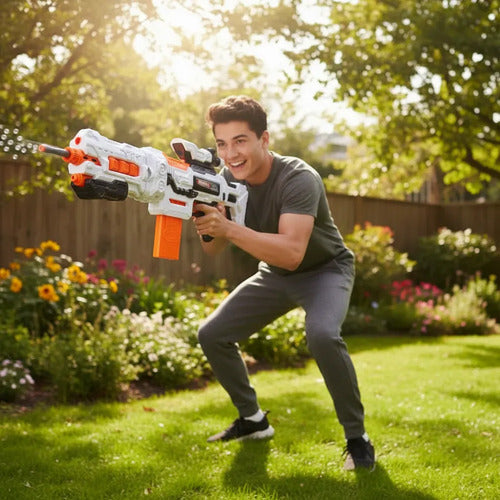 Blaster Rifle Eléctrico Automático 36 Dardos De Espuma Gel Blanco