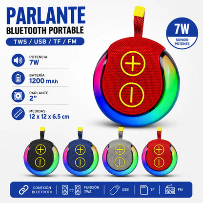 Parlante Bluetooth Portátil Tws Usb Fm Recargable 2 Pulgadas Variedad De Colores