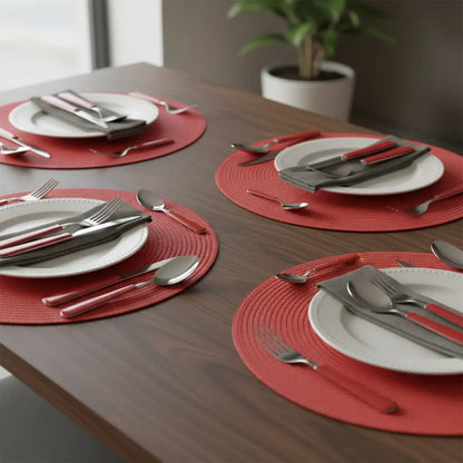 Juego/set De Cubiertos New Kolor X24 Mango Plastico Mesa Rojo