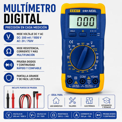 Multímetro Digital Corriente Resistencia Ac Dc Pantalla Lcd
