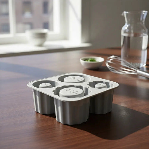 Molde De Silicona Para Hielo Vaso Térmico 4 Ranuras Gris Gris