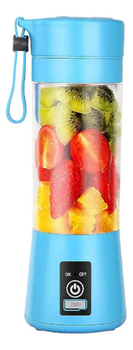 Licuadora Portátil Genérica Portátil Hm-03 380 L Con Usb Celeste Y Jarra De Plástico