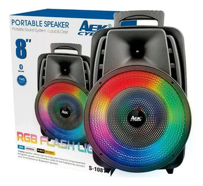 Parlante Inalambrico Bluetooth Ios Android 8 Pulgadas Luces Negro