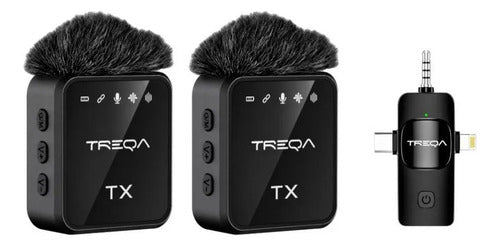 Set 2 Micrófonos Solaperos Inalámbrico Usb C Mano 3 En 1 Ios Negro