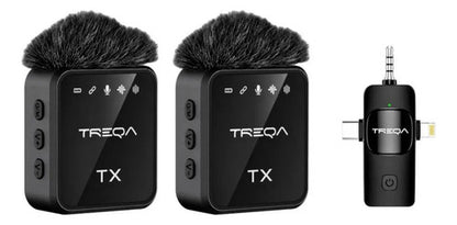 Set 2 Micrófonos Solaperos Inalámbrico Usb C Mano 3 En 1 Ios Negro