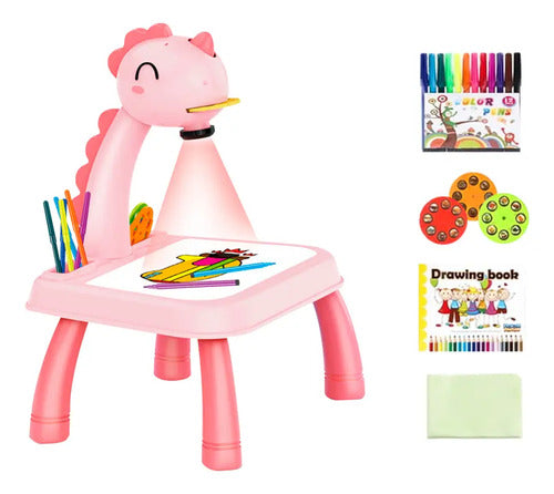 Mesa De Dibujo Infantil C/ Proyector Luz Música Y Accesorios