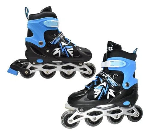 Patines Roller Ajustables Azul 29-43 4 Ruedas Con Luz 29-33 Azul