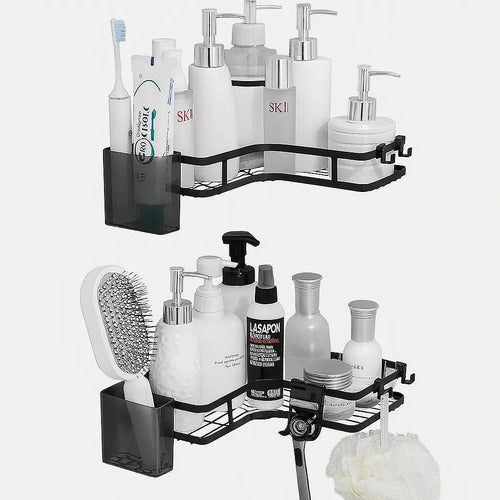 Organizador Estante Colgante Baño Ducha Pared Adhesivo X2 Negro