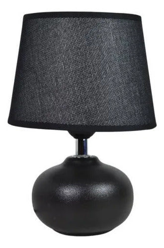 Lámpara Mesa Velador Cerámica Pantalla Tela E27 26cm Negro