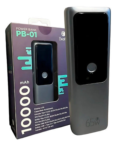 Power Bank Usb Y Usb-c Tipo C 65w 10 000mah Display Lcd Gris
