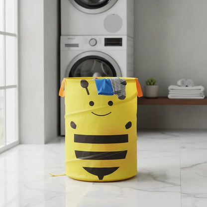 Canasto Cesto Infantil Plegable Tela Organizador 40x36cm Amarillo