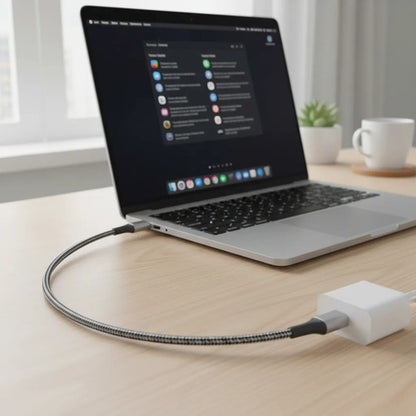 Cable Usb Tipo C A Tipo C Reforzado Carga Y Datos 1m Nylon Gris