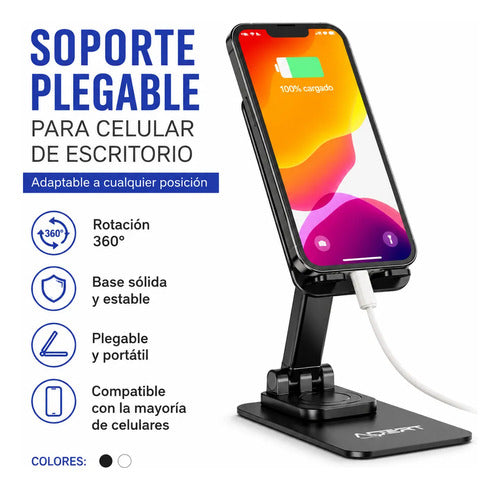 Soporte Plegable Celular Escritorio 360 Universal Ajustable
