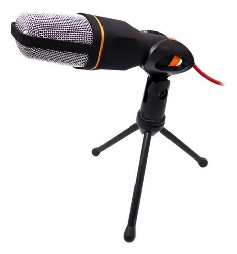 Microfono Celular Clip 3.5mm Tripode Streaming Youtube Pro Negro