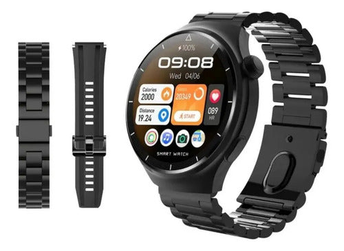 Reloj Inteligentes Pantallas Amoled Mallas Android Ios Reloj Negro Mate / Gris Espacial Aleación De Zinc Doble Estilo Eslabones Negro/silver Negro / Metalizado A Tono Con La Caja