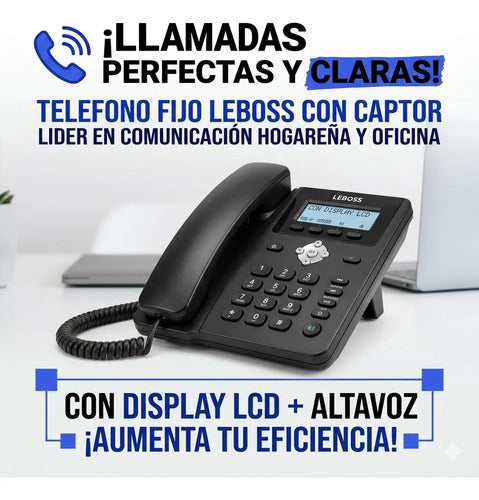 Telefono Fijo Pantalla Manos Libres Identificador Altavoz Blanco