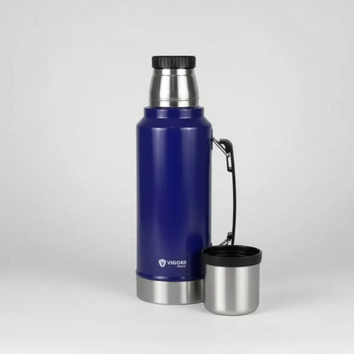 Termo Acero Inoxidable Hermético Plegable 1.2l Doble Pared Azul
