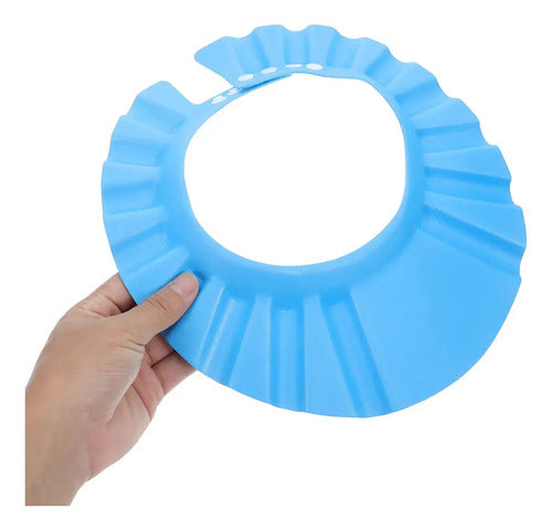 Visera Baño Ducha Bebe Gorro Protector Para Bañar Ajustable Celeste