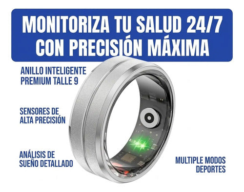 Anillo Inteligente Monitoreo Sueño Talle 9 Ios Android Plateado 9