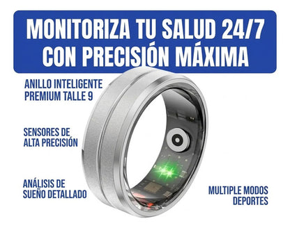 Anillo Inteligente Monitoreo Sueño Talle 9 Ios Android Plateado 9