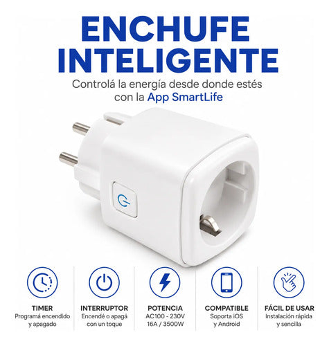 Tomacorriente Enchufe Inteligente Wifi Smartlife 16a 3500w Blanco