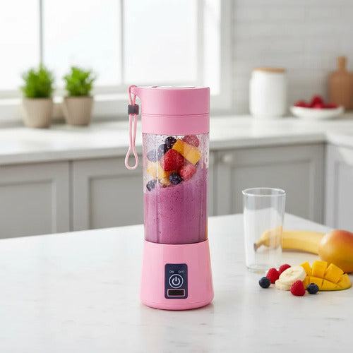 Licuadora Portatil Varios Colores Usb Recargable Vaso Batido Rosa