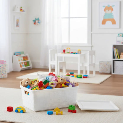 Caja Plastica Contenedor Organizador Tapa 40x30x15cm Blanco