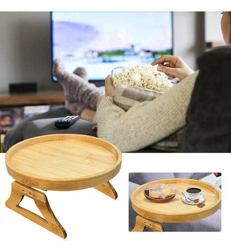 Bandeja Para Sillon Plegable Soporte Posa Vasos Marrón