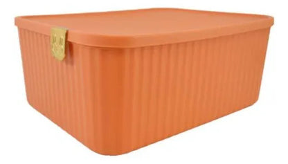 Caja Organizadora Plástica Tapa 30x23x12cm Cierre Naranja