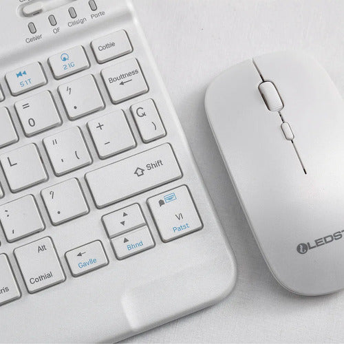 Kit Combo Teclado Mouse Bluetooth Recargable Bluetooth Blanco
