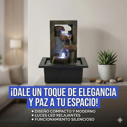 Fuente Agua Decorativa Zen Led Cascada Usb Interior 17x11x9 Negro