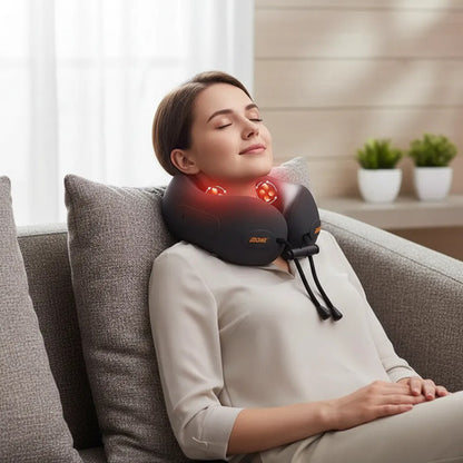 Almohada Masajeador Cuello Cervical Recargable Calor Terapia Gris