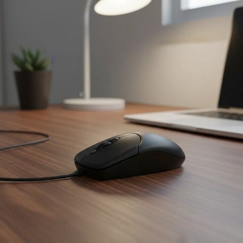 Mouse Optico Cableado Usb Computadora Pc Mac Laptop Oficina Negro