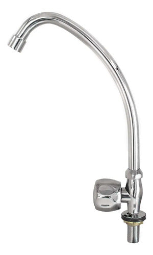 Grifo Cocina Mesada Unitaria Metal Agua Fria Brazo Alto