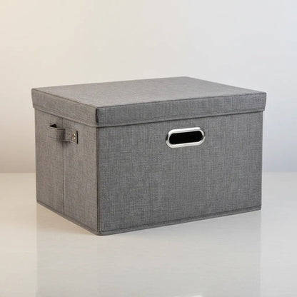 Caja Organizadora Plegable Tela Con Asas Tapa 38x25x25cm Gris