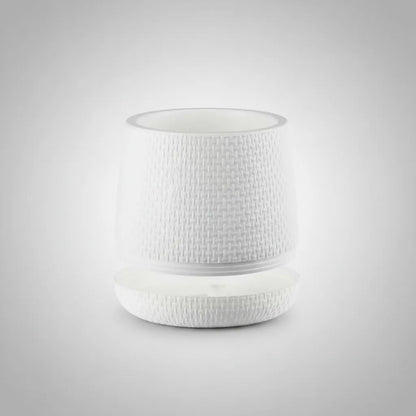 Maceta Decorativa Plástica Texturada Redonda Plato Drenaje Blanco