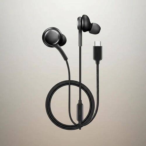 Auriculares Tipo C Cableados Micrófono Volumen Audio Hd Pro Negro