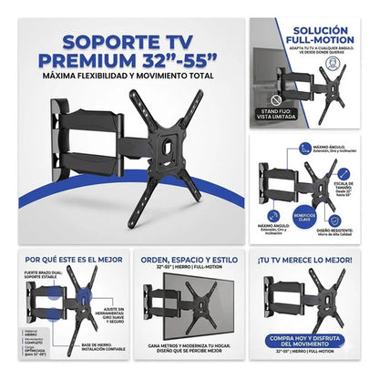 Soporte Movil Televisor Brazo Articulado Hierro Fuerte 32-55
