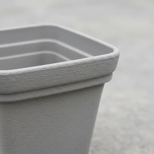 Maceta Plástica Decorativa Cuadrada Texturizada 20x19cm Gris Gris Oscuro