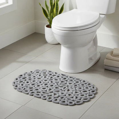 Alfombra Baño Goma Antideslizante 34x64cm Ventosas Calado Gris