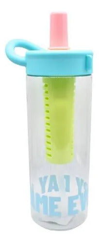 Botella Plástica Deportiva Infusor Tapa 650ml Sorbito Asa Celeste