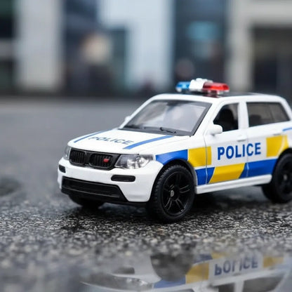 Set X12 Autos Policía En Miniatura Aluminio Puertas Metal Policía