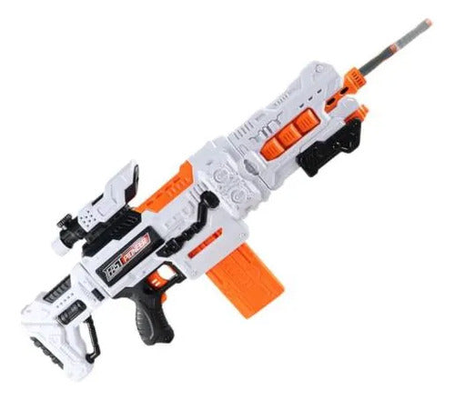Blaster Rifle Eléctrico Automático 36 Dardos De Espuma Gel Blanco