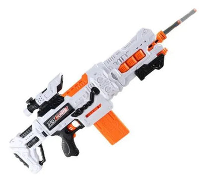 Blaster Rifle Eléctrico Automático 36 Dardos De Espuma Gel Blanco