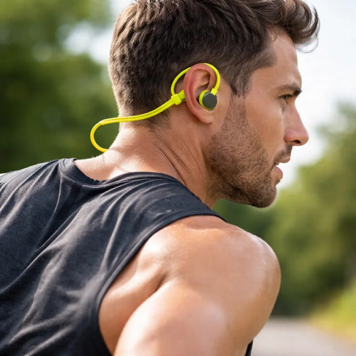 Auricular Open Ear Deportivo Transparente Táctil Inalámbrico Verde